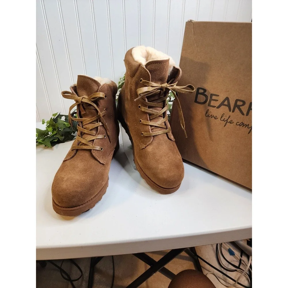 BEARPAW Ariella Suede Water- and Stain-Repellent Boot Hickery Sz 12